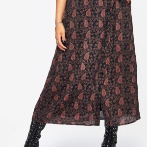 Isola Paisley Print Asymmetric Button Up Midaxi Skirt